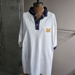 NWOT Vintage University Of Michigan Embroidered White Polo Shirt
